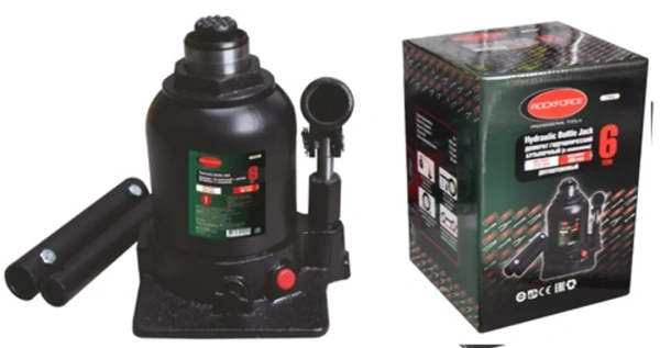 Домкрат бутылочный двухштоковый 6т с клапаном (высота подхвата - 215мм, высота подъема - 485мм, ход штока - 270мм,)