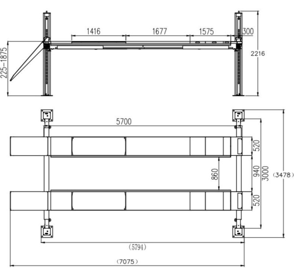 Подъемник четырехстоечный г/п 5.5 т Хорекс Авто HFL-5.5F4