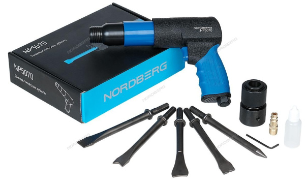 Пневмозубило с комплектом насадок и быстросъемн. держателем NORDBERG NP5070 (250мм)