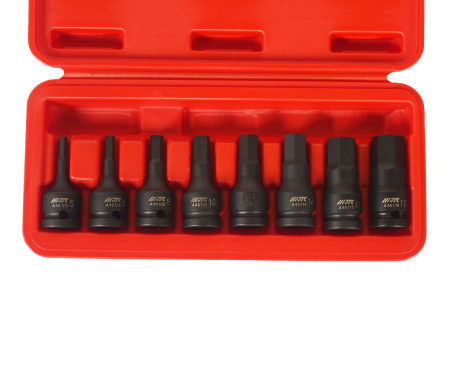 Набор бит-головок ударных JTC J408H (1/2", HEX, H5-19 мм х 60 мм, 8 предметов в кейсе)
