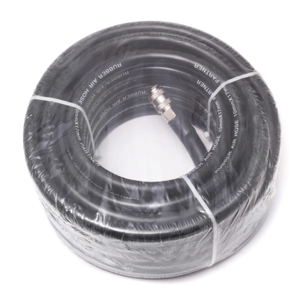 Шланг резиновый воздушный армированный с фитингами 6мм x 12мм x 10м (20-60бар, раб. t от -30 до +70°С)