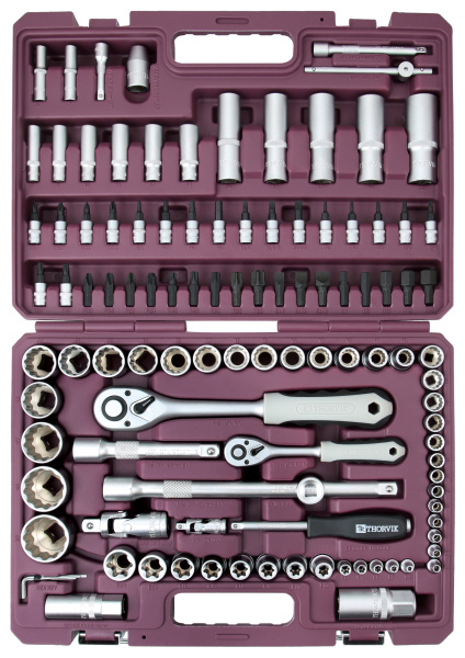 TS108/12 Набор инструмента универсальный 1/4", 1/2"DR с головками торцевыми 12-гранными, 108 предметов