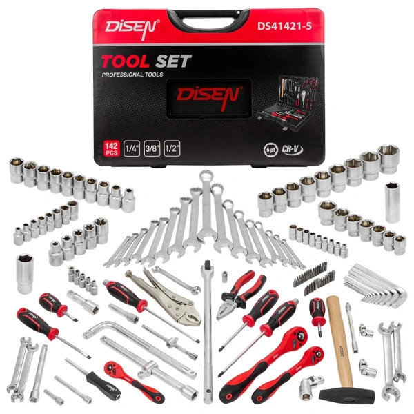 Набор инструментов 142 пр.1/4''3/8''1/2''(6-гр.)(4-32мм)