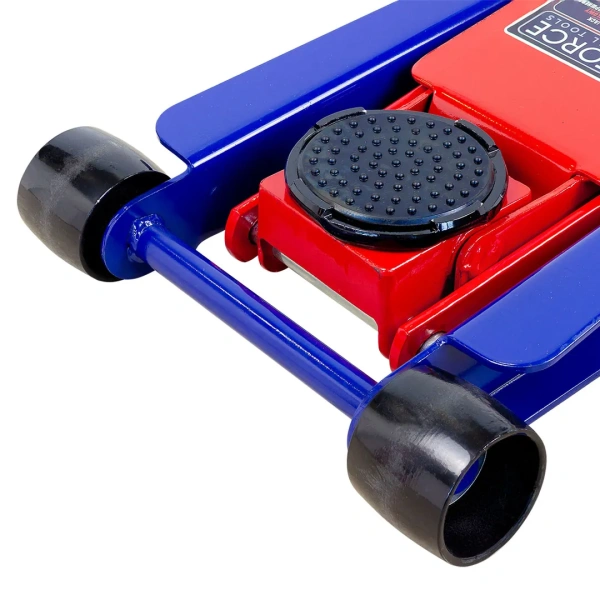 Домкрат подкатной гидравлический низкопрофильный двухпоршневой с резиновой накладкой 3т (h min 75мм, h max 505мм)