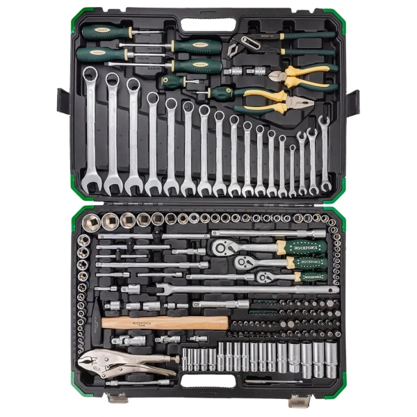 Набор инструментов 180+2пр. 1/4'', 3/8'', 1/2''(6гр.,12гр.)