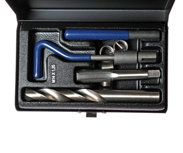 Набор инструментов для восстановления резьбы JTC 4788 (вставки М14х1,25, L=12,4 мм, 5 шт., 9 предметов)