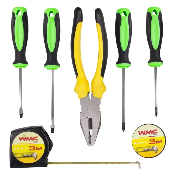 Набор инструментов 7пр.(отвертки:PH0х75мм,PH1x100мм, SL4.5х75мм, SL4.5х100мм, изолента, рулетка, плоскогубцы 200мм),в блистере