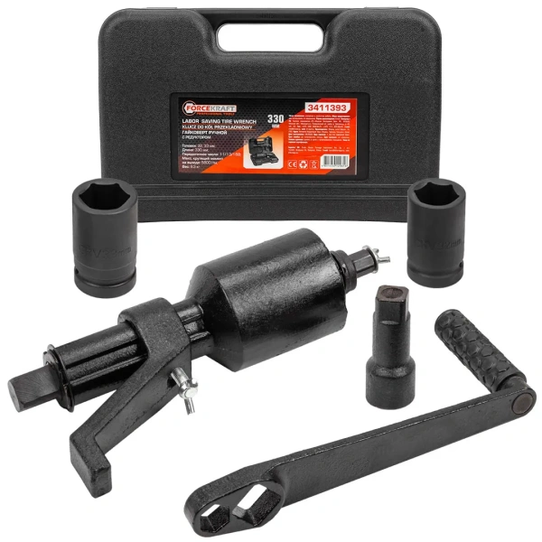 Набор инструмента: гайковерт ручной с редуктором в комплекте с головками