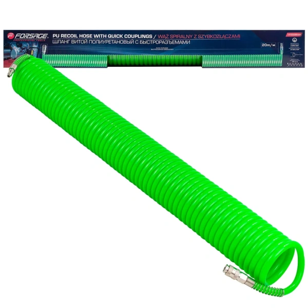 Шланг витой полиуретановый 10мм х 14мм х 20м с быстроразъемами