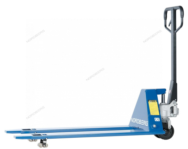 Тележка (рохля) складская гидравлическая с низким подхватом 1 т, с полиуретановыми колесами, мин. высота 35 мм NORDBERG N3903-10
