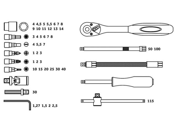 Набор головок и бит 46пр. 1/4" PRO STARTUL (PRO-046)