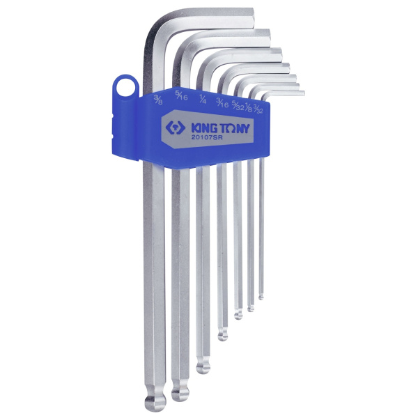 Набор Г-образных шестигранников 3/32"-3/8", с шаровым окончанием, 7 предметов KING TONY 20107SR