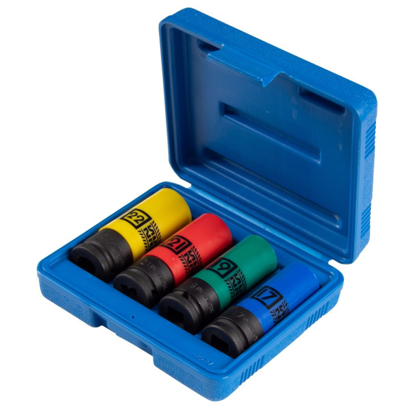 Набор глубоких ударных торцевых головок 1/2" шестигранные 17, 19, 21, 22 мм KING TONY 44904MP02