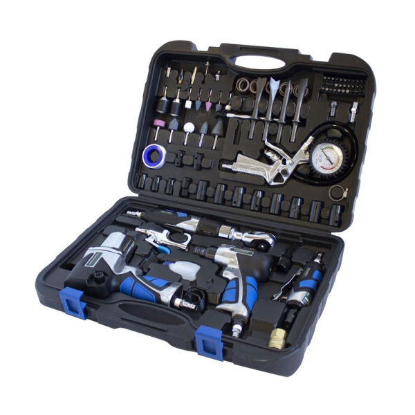 Набор инстр. с аксессуарами 93 пр(гайковерт-1/2'',650н/м,пневмозач.маш.-6мм, 25000об/мин,пневмотрещ.-1/2'',68н/м,пневмозубило,подкачка, продувоч)