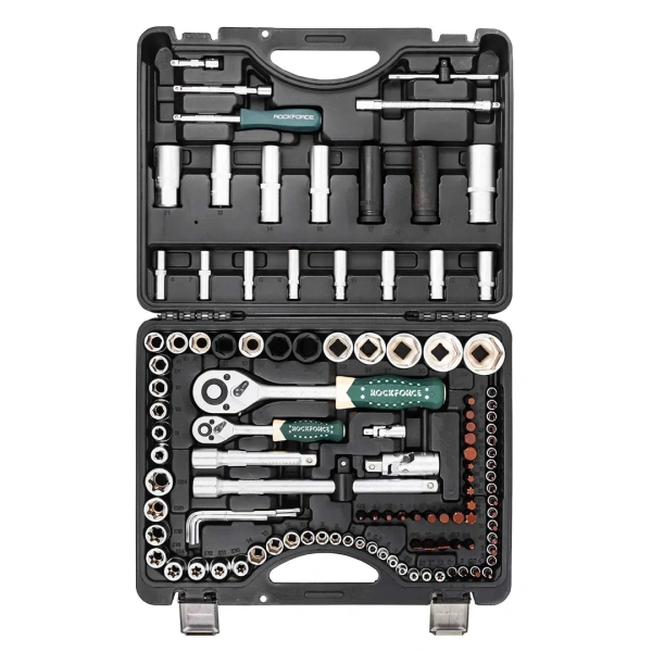 Набор инструментов 108+6пр.1/4''1/2''(6гр.)+(гол.-бита1/4'':T40,биты 5/16'':М5,6,8,10,12,14,головка 1/2''8мм,ключиГ-обр.:4,5,6мм,T20H,T25H, удл. гибк.1/4'')