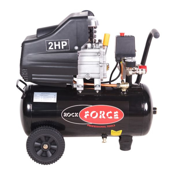 Компрессор поршневой с прямым приводом ( 1.5кВт, 8 бар, ресивер 24л, 198л/м, 2850 об/мин, 220В, медная обмотка электродвигателя)