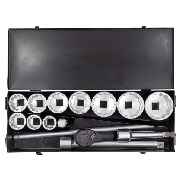 Набор инструментов,15пр. 1'' 12гр.(36,41,46,50,55,60,65,70,75,80мм),в метал. кейсе