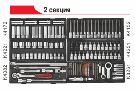 Тележка инструментальная JTC 5641 с набором инструментов JTC 496 (8 секций, 496 предметов)