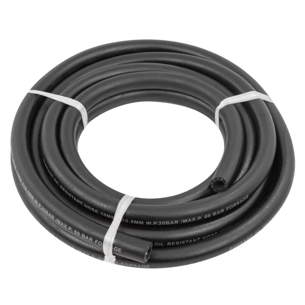 Шланг резиновый армированый бензо-маслостойкий 10х16.5ммх5м(повышенная гибкость и сопротивление к излому,раб.давл. 20bar,max 60bar,-30C°+70C°,DIN20018