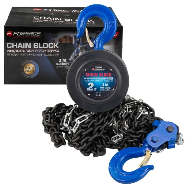 Лебедка механическая(таль) подвесная с фиксацией цепи натяжения, 2т (длина цепи - 3м)