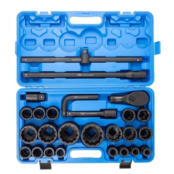 Набор инструментов ударных 26пр, 3/4''1''(12гр.)(17,19,22,24,27,30,32,33,34,35,36,36-6гр,38,41,46,50мм,1'':55,60,65мм)