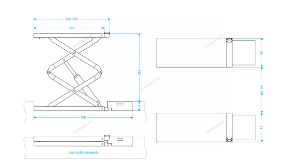 Подъемник ножничный NORDBERG N631-4B_380 (4 т, 380 В, синий)