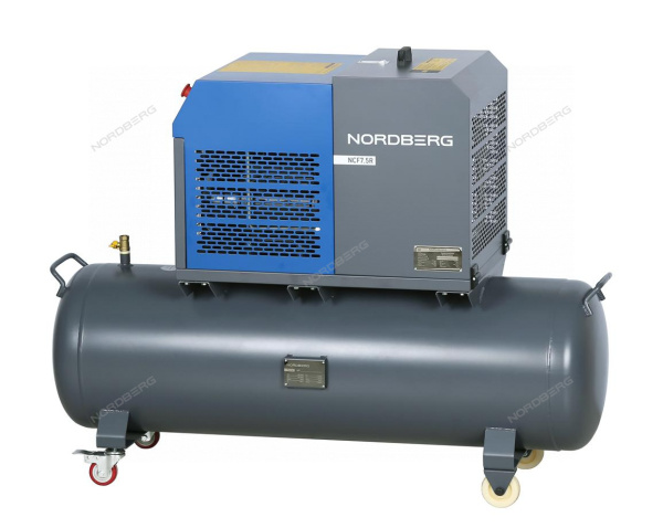 Компрессор винтовой NORDBERG NCF7,5R (5,5 кВт, 10 бар, 660 л/мин, ресивер 230 л, IP54)