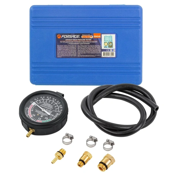 Тестер давления топлива и вакуума в наборе с резьбовыми адаптерами (8пр.) в кейсе