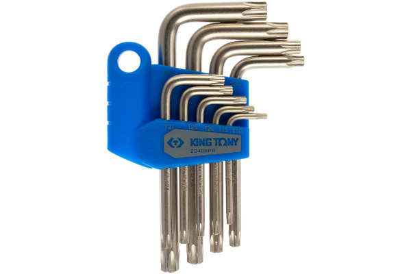 Набор Г-образных TORX, T10-T50, короткие с отверстием, 9 предметов KING TONY 20409PR