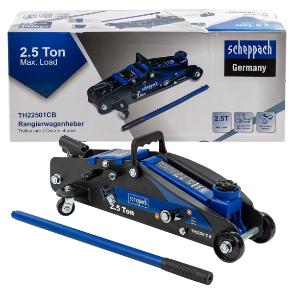 Домкрат подкатной гидравлический 2.5т с фиксацией (h min 140мм, h max 387мм)