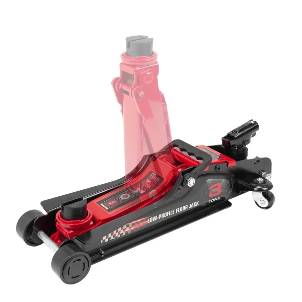 Домкрат подкатной гидравлический низкопрофильный 3т (поворотная ручка 360°,h min 85мм, h max 385мм)