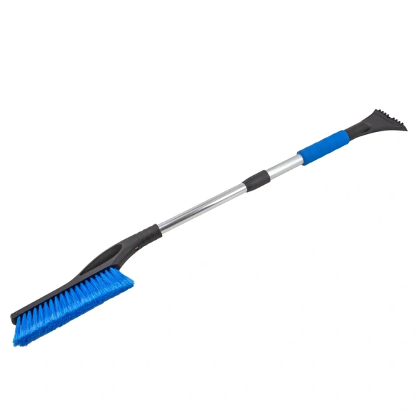 Щетка для снега телескопическая со скребком и накладкой на рукоятке(L общая 750-970мм,L рабочая-220мм,цвет-синий)