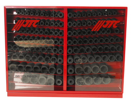 Набор головок торцевых 6-ти гранных ударных JTC J4137L (1/2", 10-32 мм, 137 предметов в металлическом шкафу)