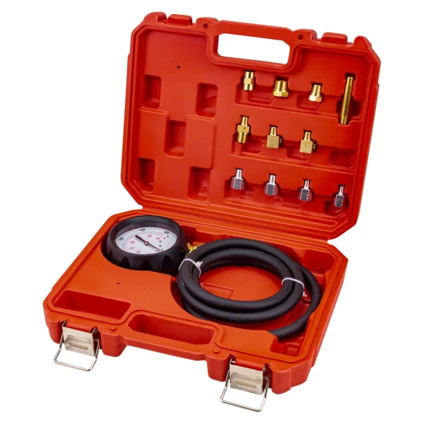 Тестер давления масла в комплекте с резьбовыми адаптерами переходниками 12пр., в кейсе