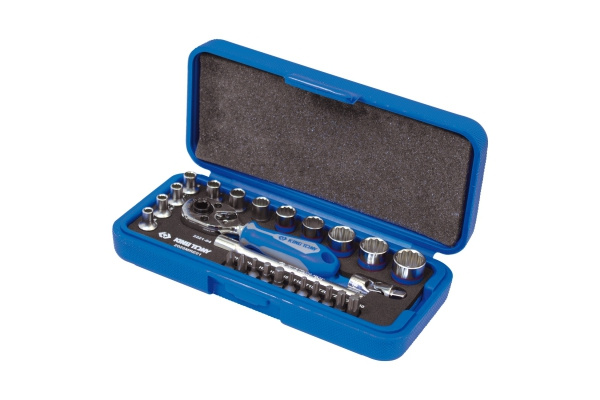 Набор торцевых головок с принадлежностями 1/4", двенадцатигранные, 4-14 мм, 27 предметов KING TONY 2027MRE