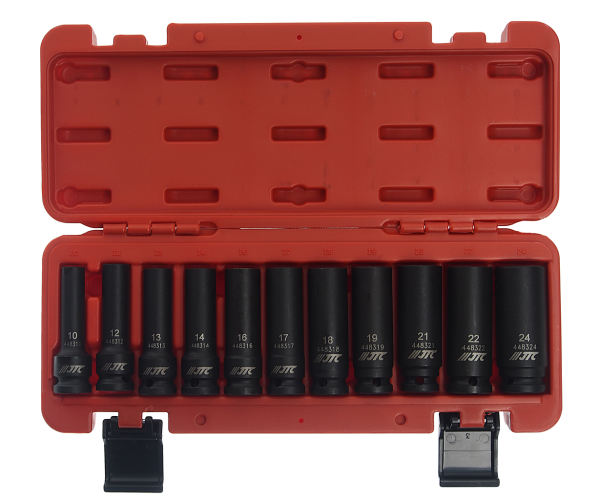 Набор головок торцевых 12-ти гранных ударных глубоких JTC J411P (1/2", 10-24 мм, 11 предметов)