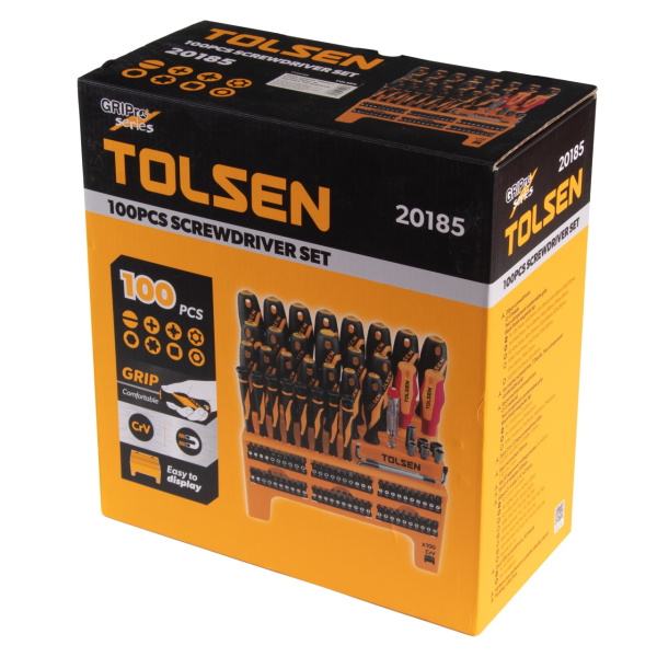 Набор отверток "GRIPro" вставки (биты) на подставке 100 предметов TOLSEN TT20185