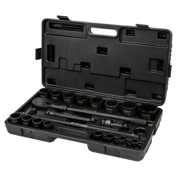 Набор инструментов ударных 21пр.3/4''(12гр)(17,19,21,22,24,27,30,32,34,35,36,36-6гр,38,41,46,50мм), в кейсе