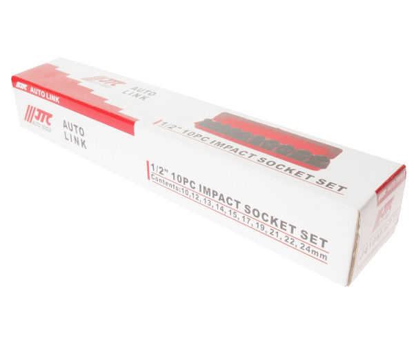 Набор головок торцевых 6-ти гранных ударных JTC J410M (1/2", 10-24 мм, 10 предметов)