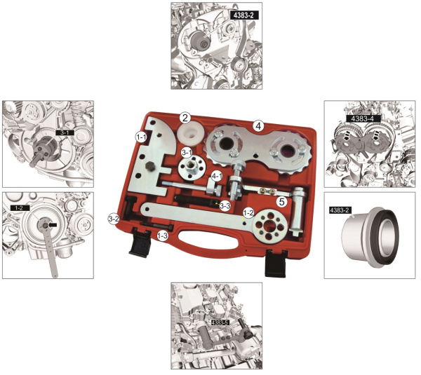 Набор инструментов для установки и регулировки фаз ГРМ JTC 4383 (VOLVO B4204 8-ми ст. КПП)