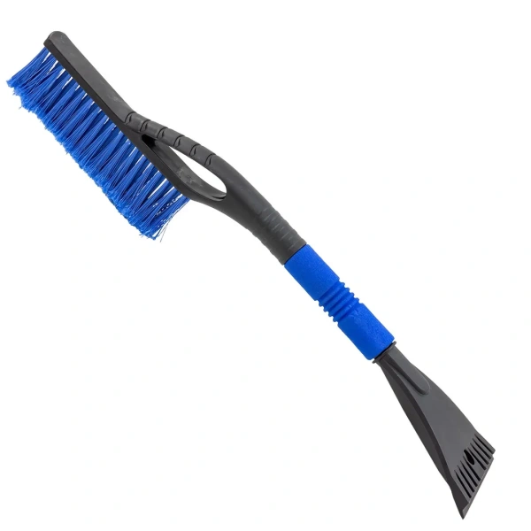 Щетка для снега в усиленном корпусе со скребком и накладкой на рукоятке(L общая 58cм, L рабочая 20cм, скребок 10.5см, цвет-синий)