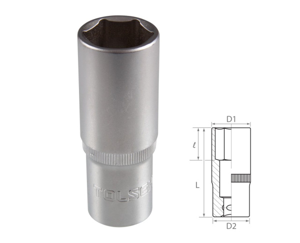 Головка торцевая глубокая шестигранная 1/2" 24 мм TOLSEN TT16574