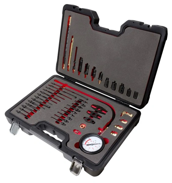 Тестер компрессии для дизельных двигателей с комплектом адаптеров, 44пр(0-40bar), в кейсе ''Premium''