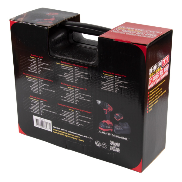 Аккумуляторная дрель-шуруповерт MIGHTY SEVEN DD-101A (18 В, импульсная, кейс)