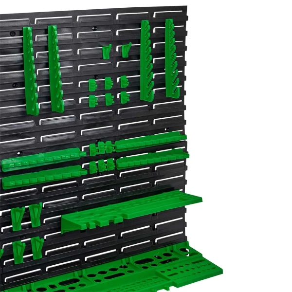 Настенный пластиковый стеллаж-стенд для инструментов 78х115,2см (полки для ключей и инструментов 4шт, крючки 24шт, держатели для ключей 6шт)