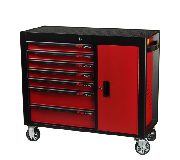 Тележка инструментальная красная с боковым ящиком JTC S1067 (7 секций)