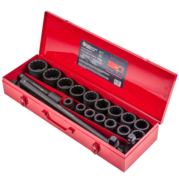 Набор инструментов ударных 21пр, 3/4''(12гр.)(17-50мм),в кейсе