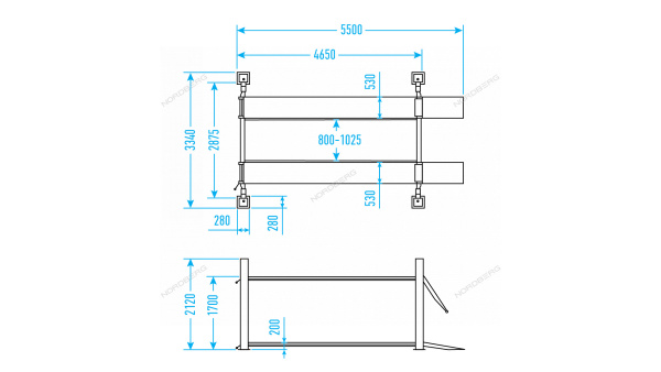Подъемник четырехстоечный NORDBERG 4445J_M (4.5 т, без траверсы, 380 В, синий/серый)