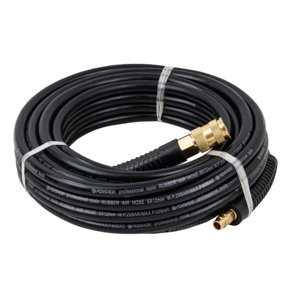 Шланг резиновый воздушный армированный с фитингами 6мм x 12мм x 10м (20-60бар, раб. t от -30 до +70°С)