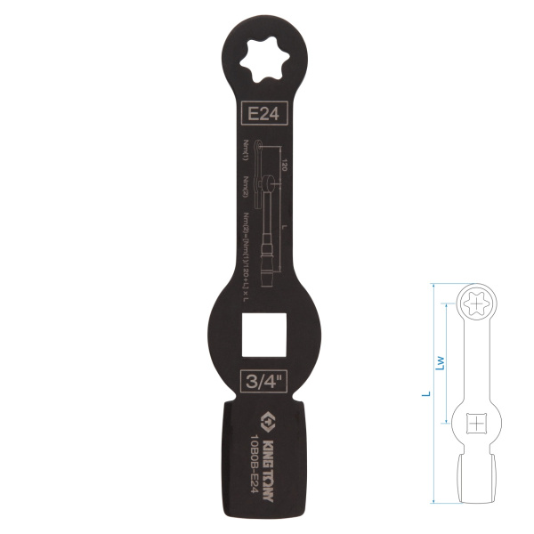 Ключ для тормозных суппортов грузовых автомобилей ударный KING TONY 10B0B-E24 (E24, 3/4")